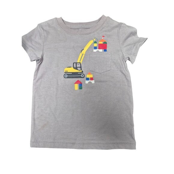 Cat & Jack Toddler Boys Gray Construction Graphic Tee 18M - Picture 1 of 7